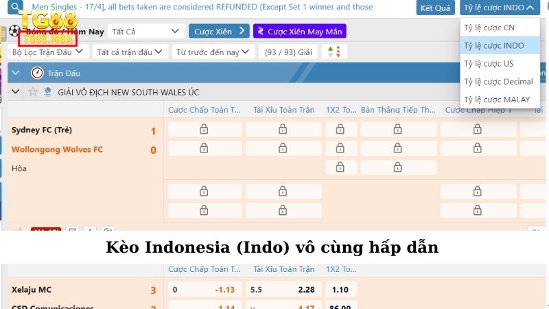 Kèo Indonesia (Indo) vô cùng hấp dẫn